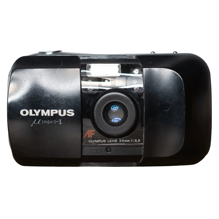 Black Olympus point-and-shoot camera